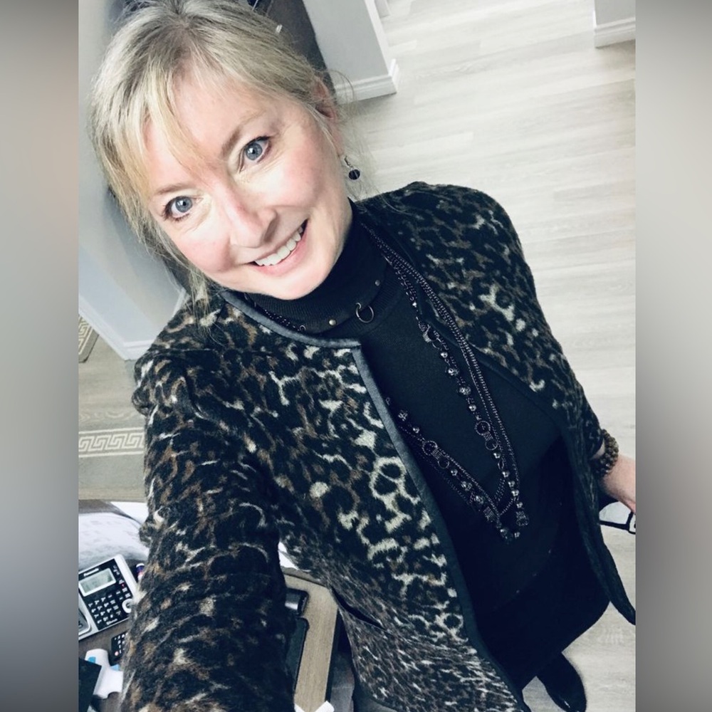 This Jacket! Cute Animal Print with Faux Leather Trim!  Someone NEEDS her!